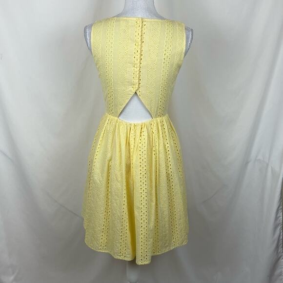 LC Lauren Conrad Yellow Eyelet Lace Cotton Dress Size 2 - Picture 6 of 14